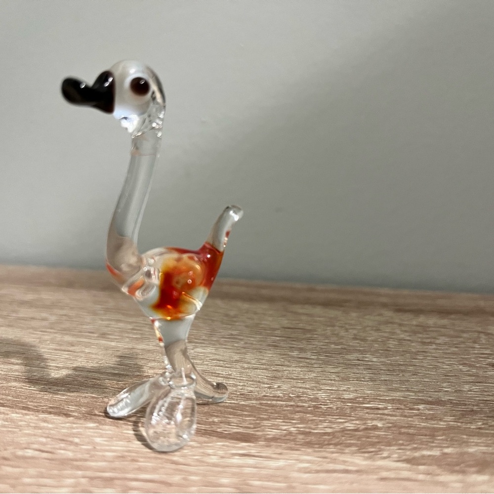Mini Hand Blown Glass Bird Figurine Murano Style Vintage Art Glass